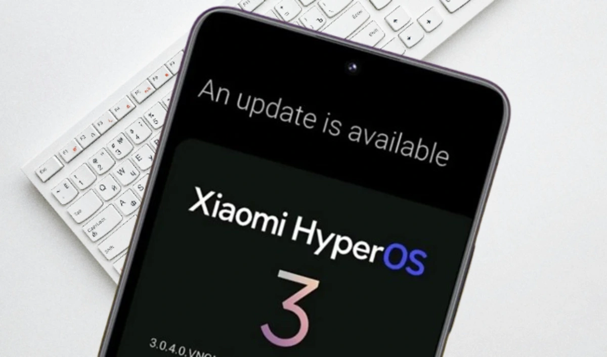 Xiaomi smartphone displaying the update screen for Xiaomi HyperOS 3 Global.