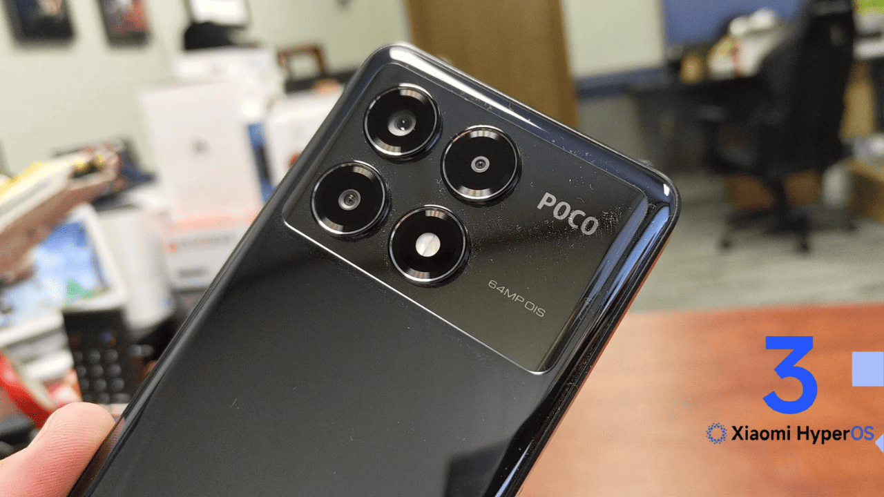 Alt: POCO X6 Pro with rear camera module highlighting the arrival of HyperOS 3 Global