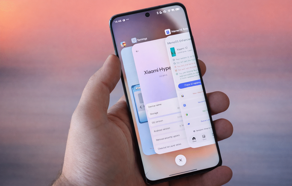 Smartphone displaying the POCO Launcher with the latest iOS style on HyperOS 3, with the text "IT'S OFFICIAL!" highlighted on a modern gradient background.